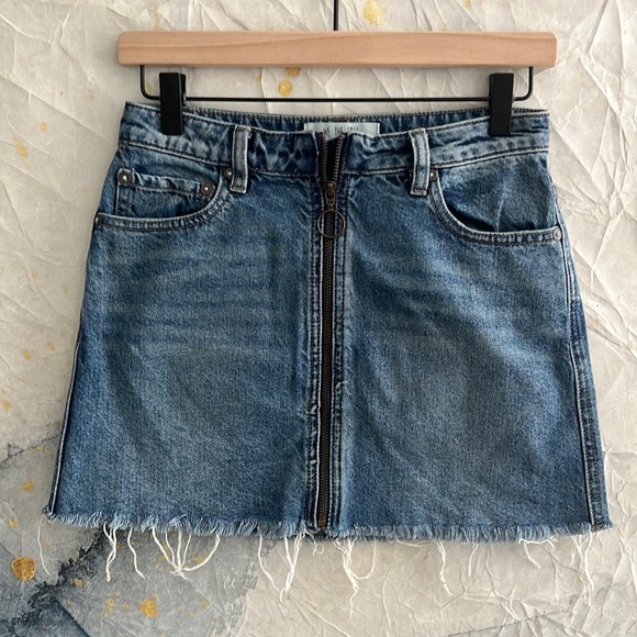 We the Free Zip Front Mini Jean Skirt 24 - Picture 1 of 7